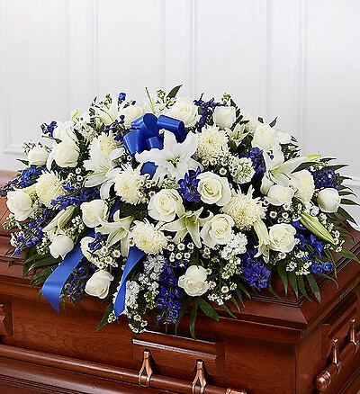 Blue  White Mixed Half Casket Cover