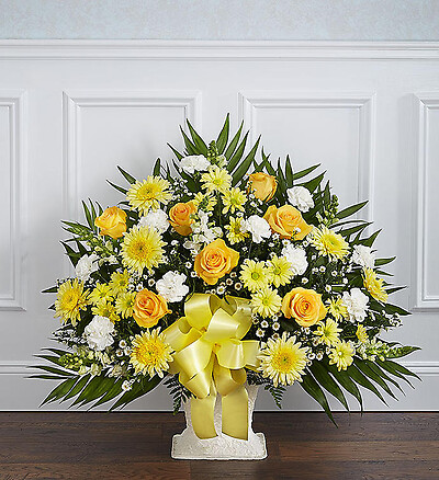 Heartfelt Tribute&amp;trade; Floor Basket- Yellow