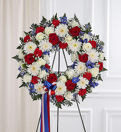 Serene Blessings Standing Wreath- Red, White Blue