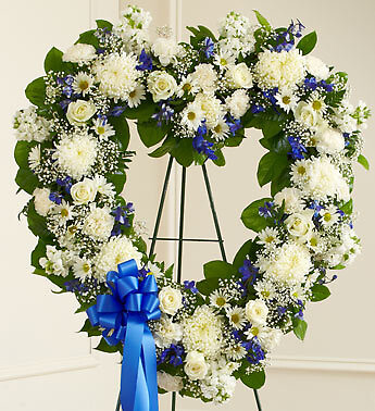 Always Remember Blue White Floral Heart Tribute