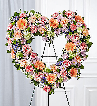 Always Remember Floral Heart Tribute- Pastel