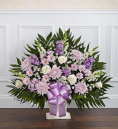 Heartfelt Tribute&amp;trade; Floor Basket- Lavender &amp;amp; White