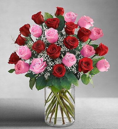 Ultimate Elegance Long Stem Pink  Red Roses