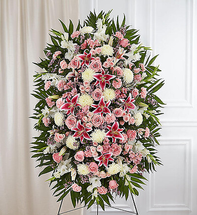 Pink &amp; White Sympathy Standing Spray