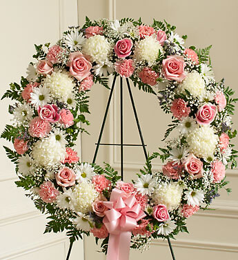 Serene Blessings Pink White Standing Wreath