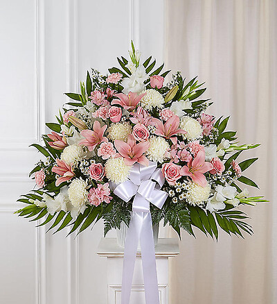 Heartfelt Sympathies&amp;trade; Standing Basket- Pink &amp;amp; White