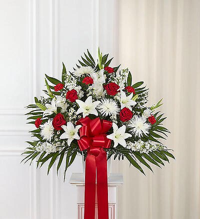 Heartfelt Sympathies&amp;trade; Standing Basket- Red &amp;amp; White