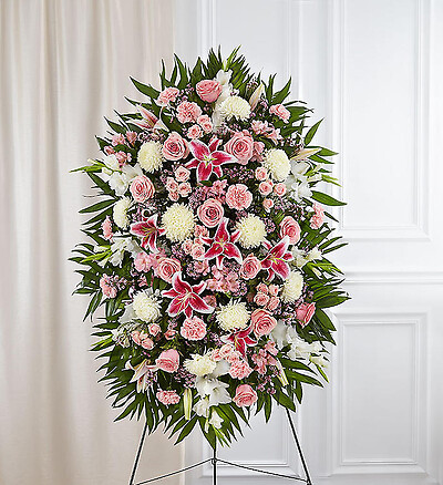 Pink &amp; White Sympathy Standing Spray